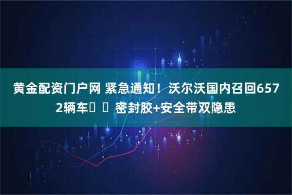 黄金配资门户网 紧急通知！沃尔沃国内召回6572辆车⚠️密封胶+安全带双隐患