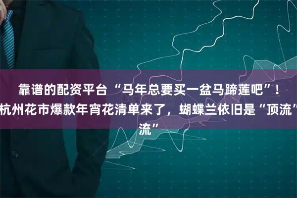 靠谱的配资平台 “马年总要买一盆马蹄莲吧”！杭州花市爆款年宵花清单来了，蝴蝶兰依旧是“顶流”
